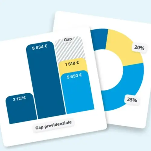Bar and pie charts illustrating financial gap analysis for investment management.