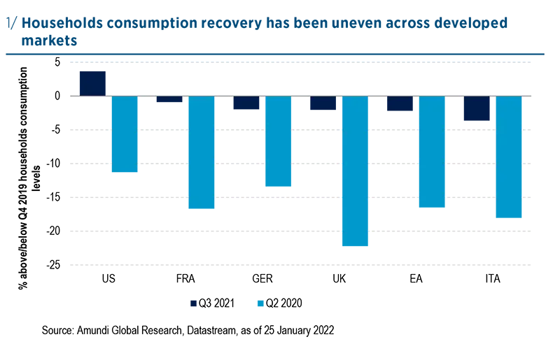 Households consumption recovery has been uneven across developed markets