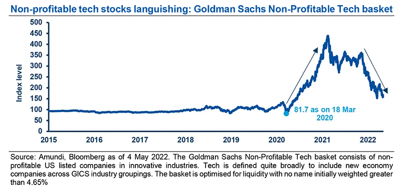 Non-profitable tech stocks languishing: Goldman Sachs Non-Profitable Tech basket