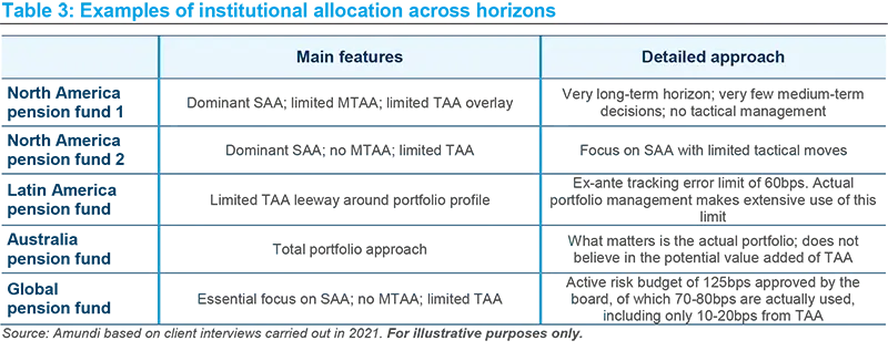 Examples of institutional allocation across horizons