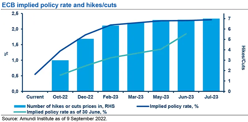 ECB implied policy rate and hikes/cuts