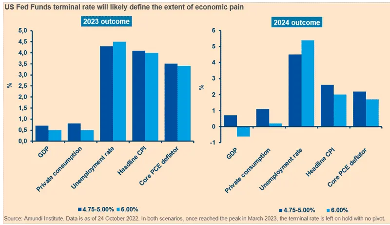 US Fed Funds terminal rate will likely define the extent of economic pain