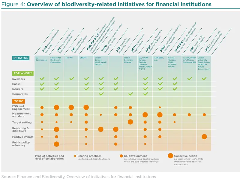 Overview of biodiversity-related initiatives for financial institutions