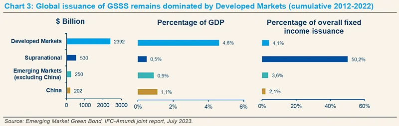 Global issuance of GSSS remains dominated by Developed Markets (cumulative 2012-2022)