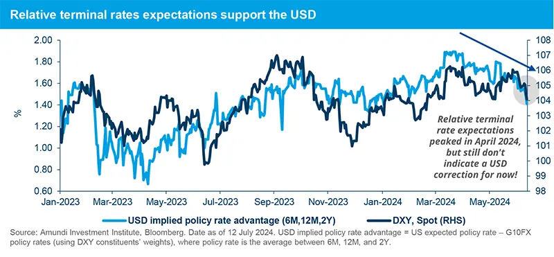 Relative terminal rates expectations support the USD