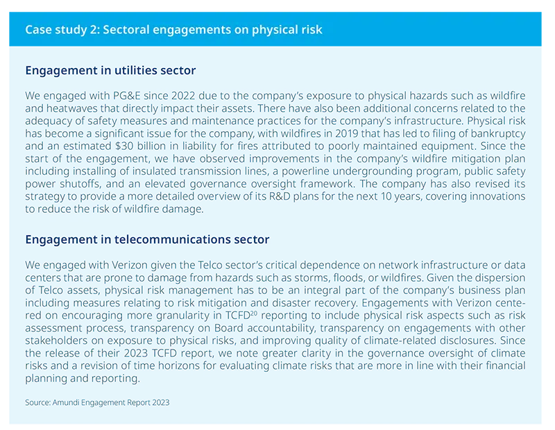 Case study 2: Sectoral engagements on physical risk