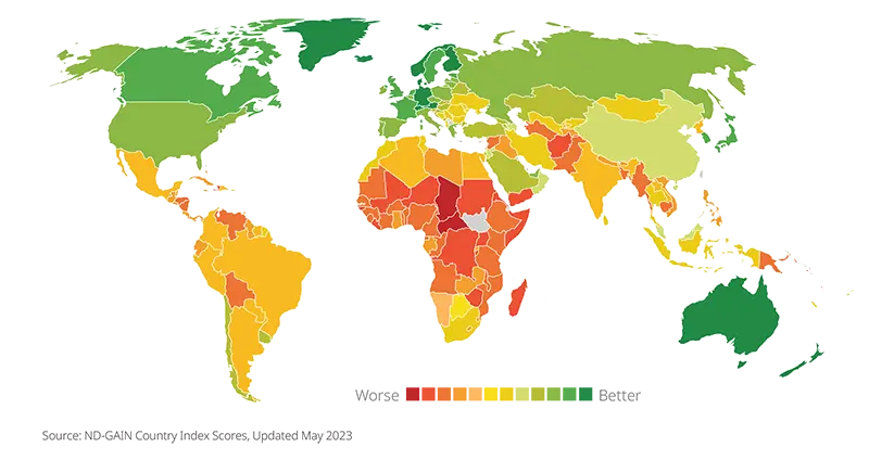 Graph 1: ND-GAIN Country Index (2023)