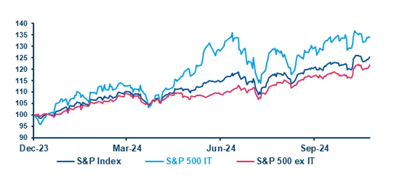 Outperformance of the US tech sector in 2024