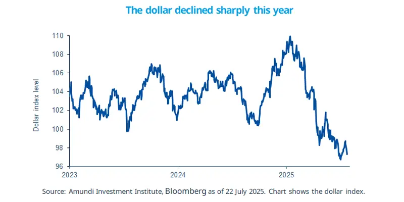 The dollar declined sharply this year