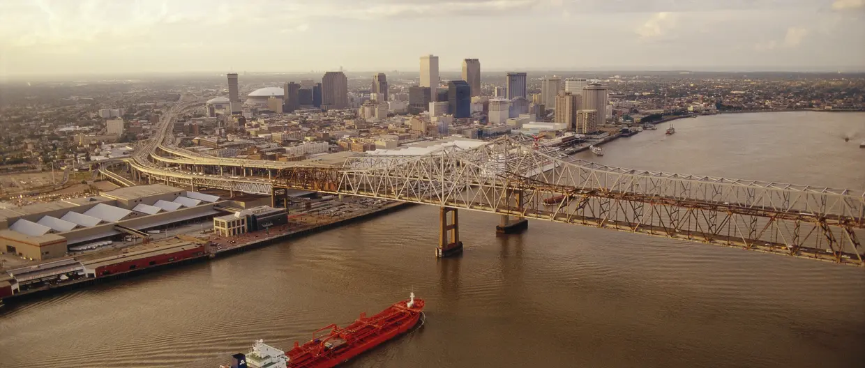 Cargo Ship on Mississippi River in New Orleans