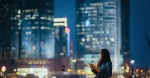 Young businesswoman using digital tablet