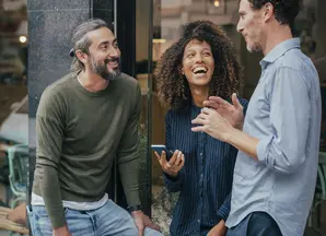 Small group in animated discussion