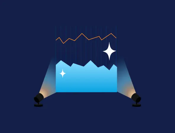 Header infografica ottobre 2025 illustrazione di riflettori su un grafico